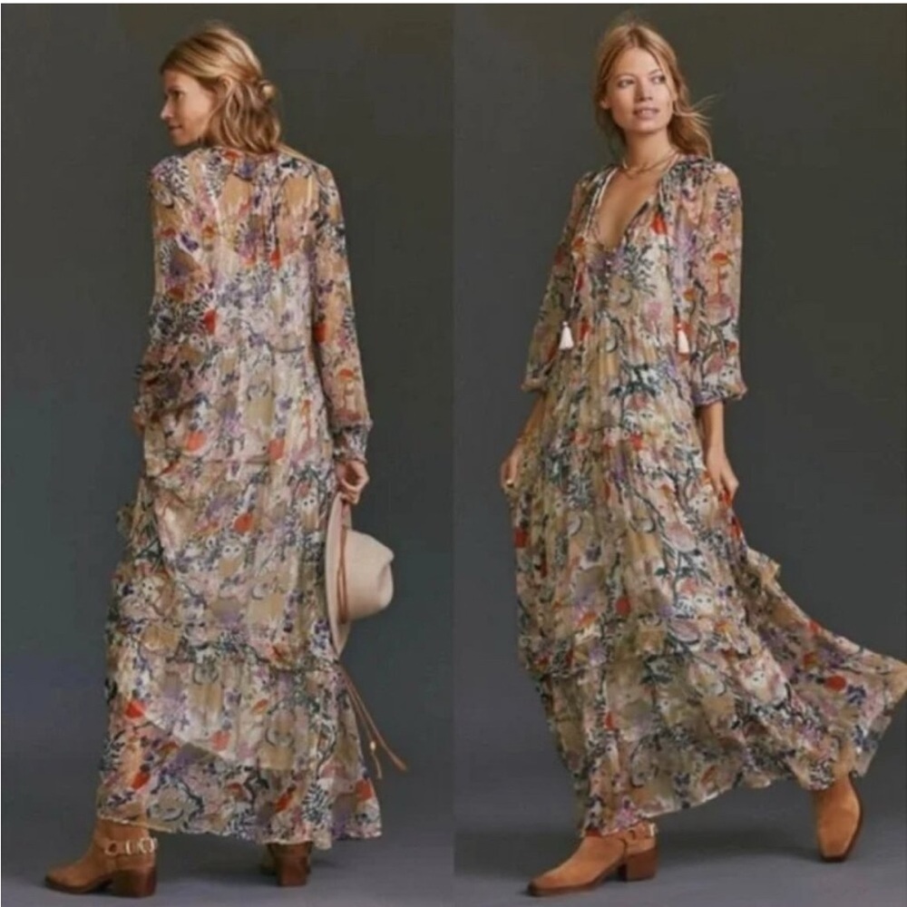 Anthropologie Floral Maxi Dress - Multicolor